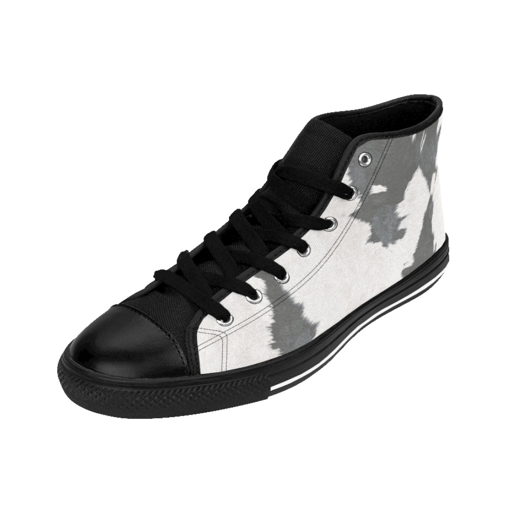 Grey High-top Cow Print Sneakers [Women's]