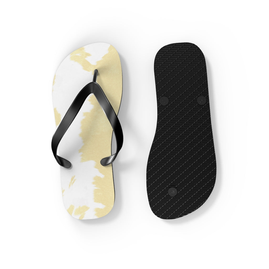 Cream Cow Print Flip Flops