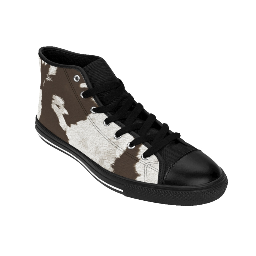 Taupe High-top Cow Print Sneakers [Women's]