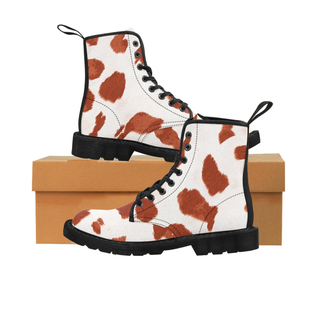 Red Cow Print Canvas Boots [Women's]