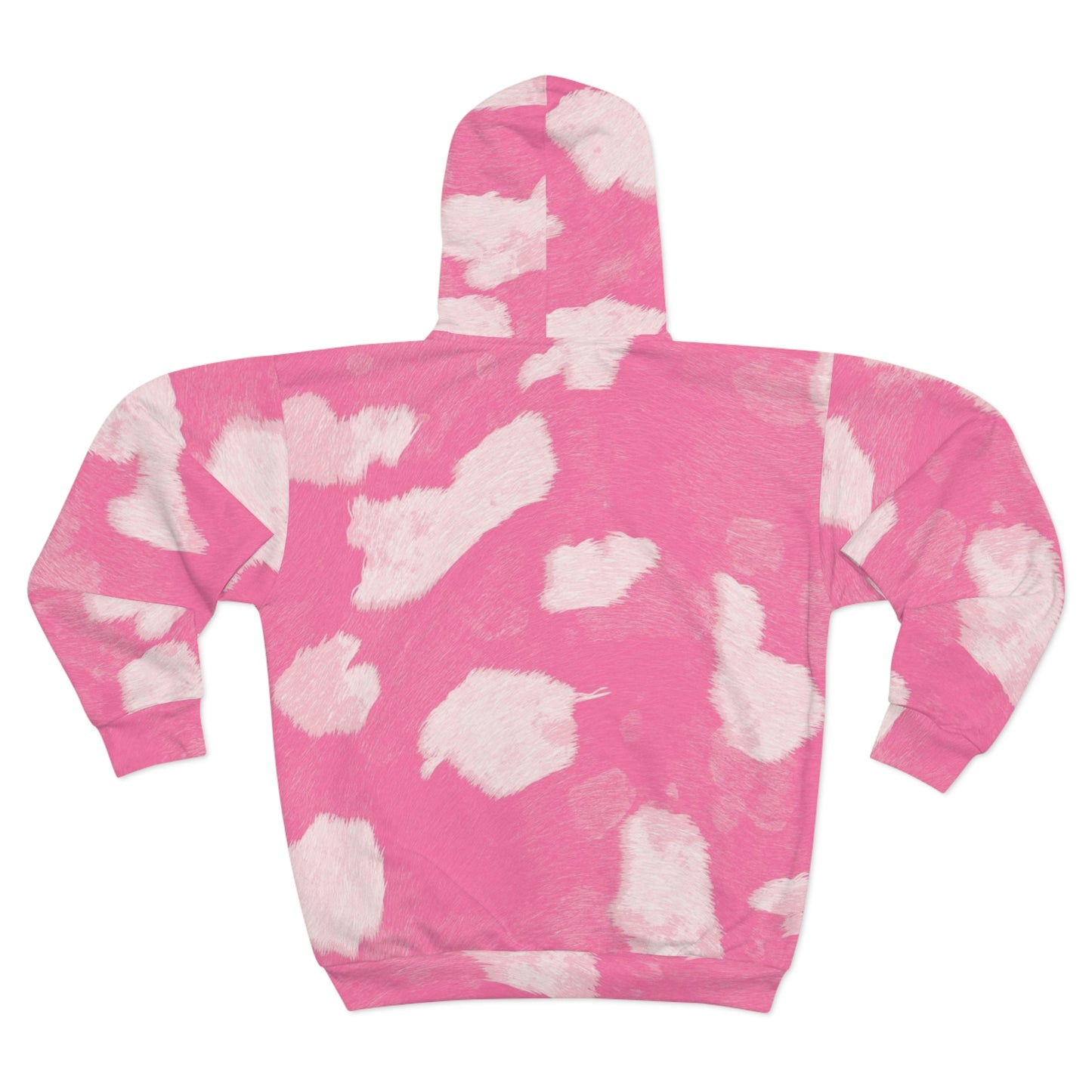 Pink Cow Print Jacket | Zip Hoodie [Unisex]