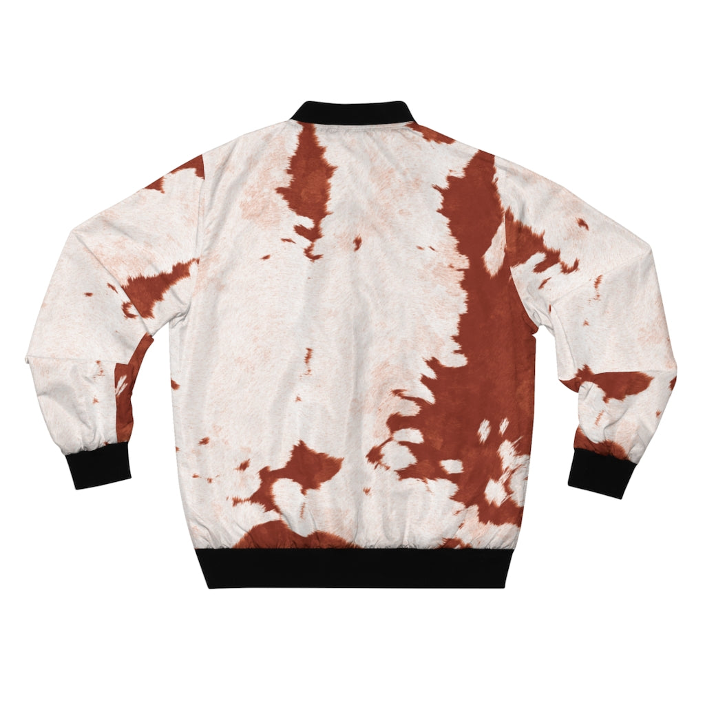 Red Cow Print Bomber Jacket