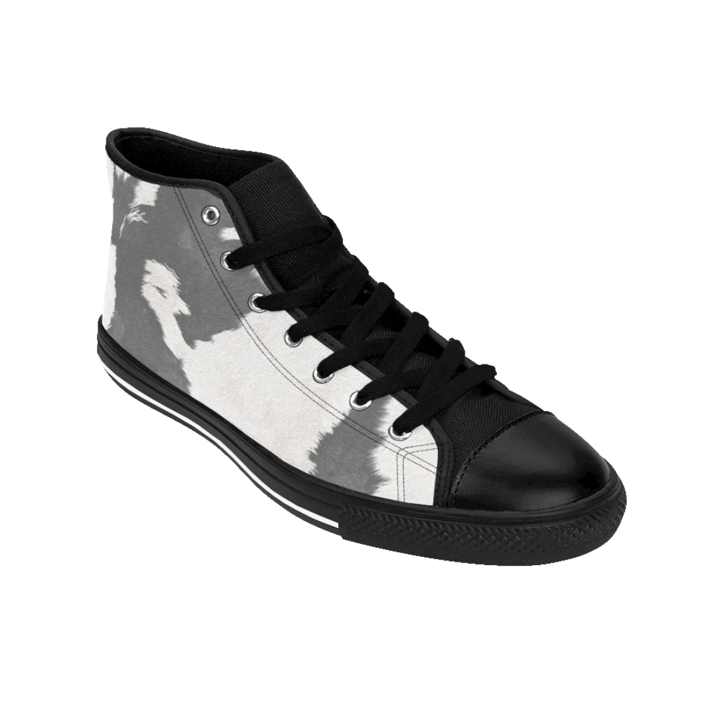 Grey High-top Cow Print Sneakers [Women's]