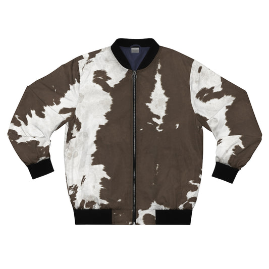 Taupe Cow Print Bomber Jacket