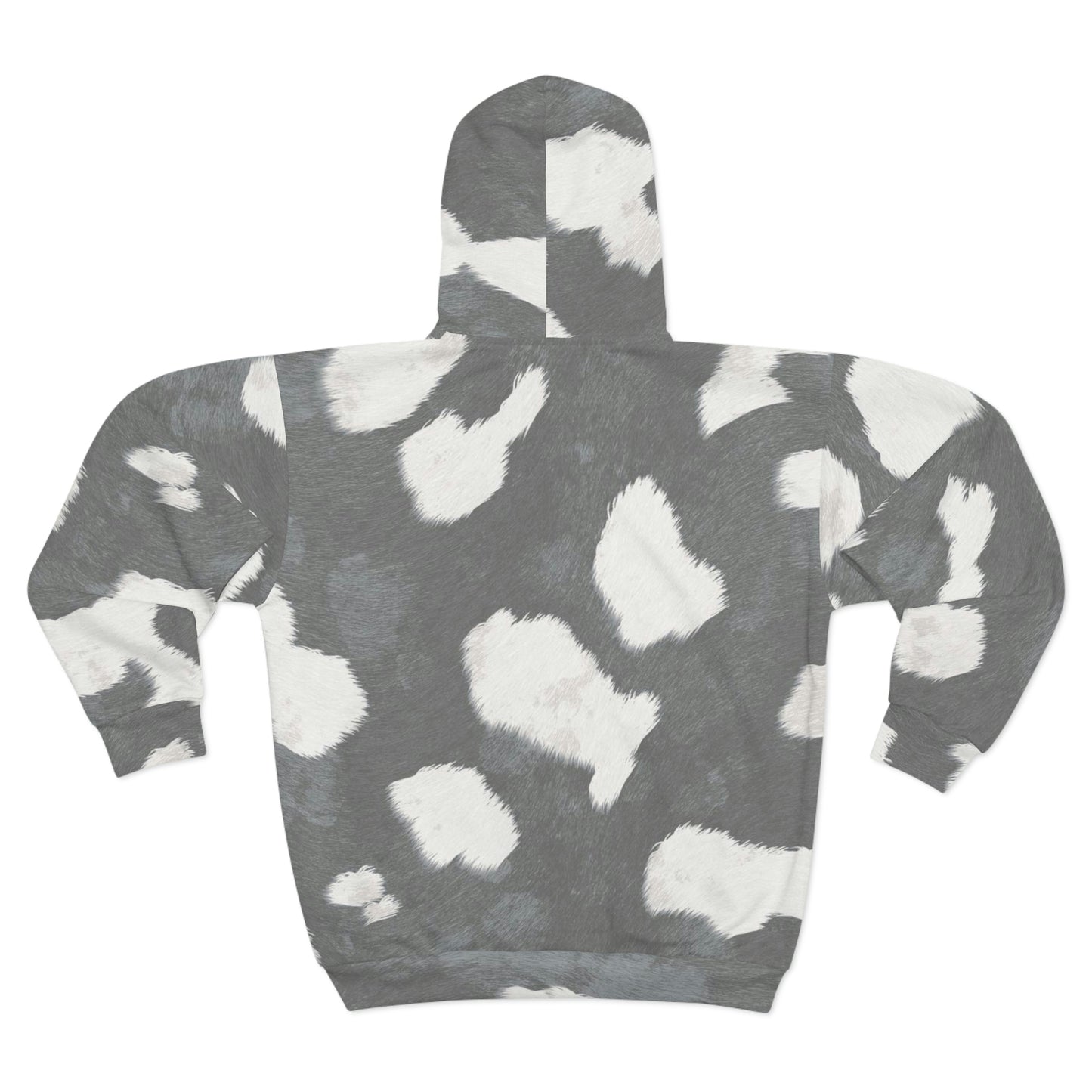 Grey Cow Print Jacket | Zip Hoodie [Unisex]
