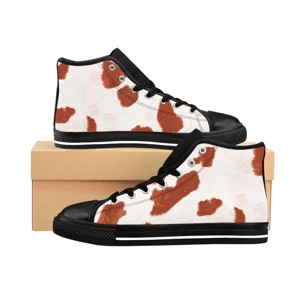 Red High-top Cow Print Sneakers [Women's]