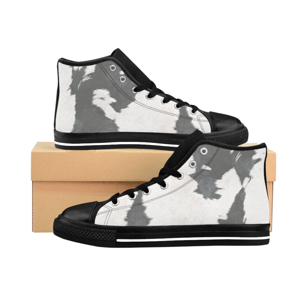 Grey High-top Cow Print Sneakers [Women's]