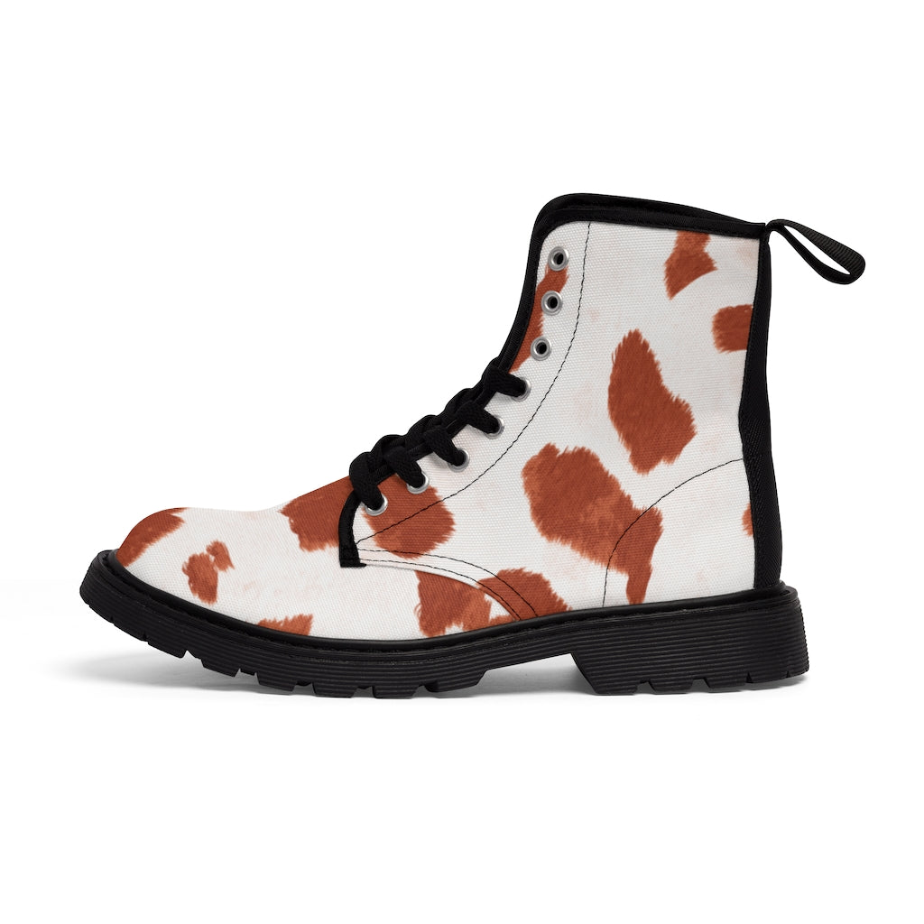 Red Cow Print Canvas Boots [Women's]