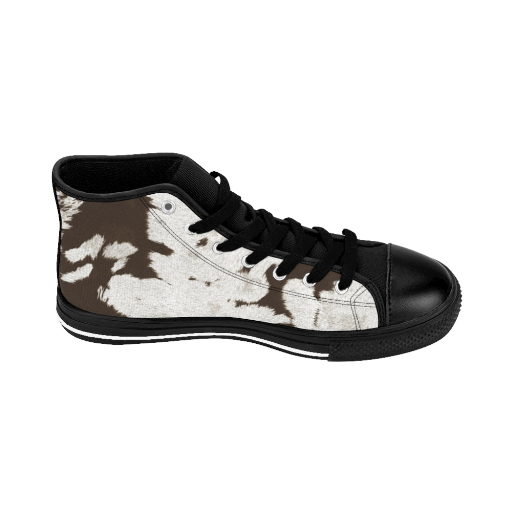 Taupe High-top Cow Print Sneakers [Women's]