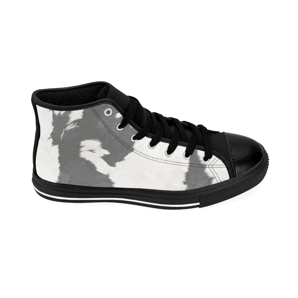 Grey High-top Cow Print Sneakers [Women's]