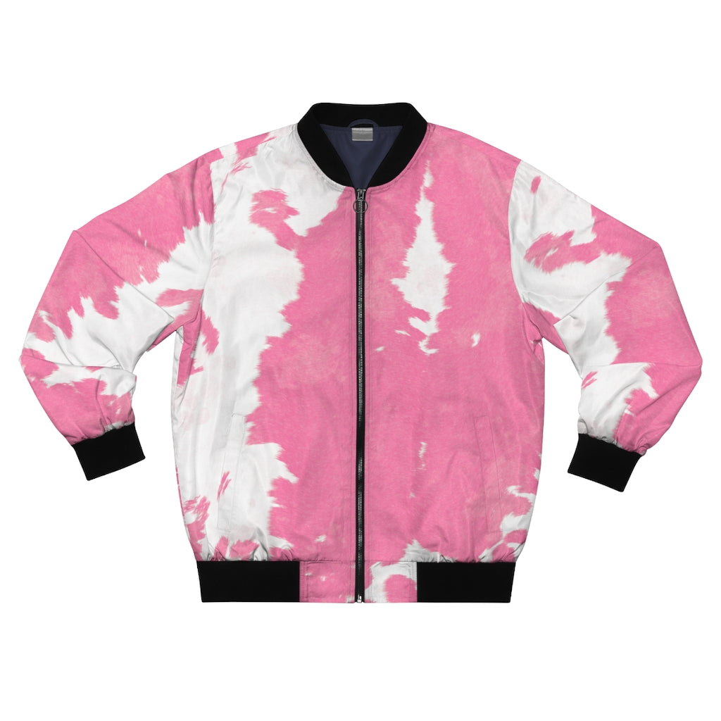 Pink Cow Print Bomber Jacket