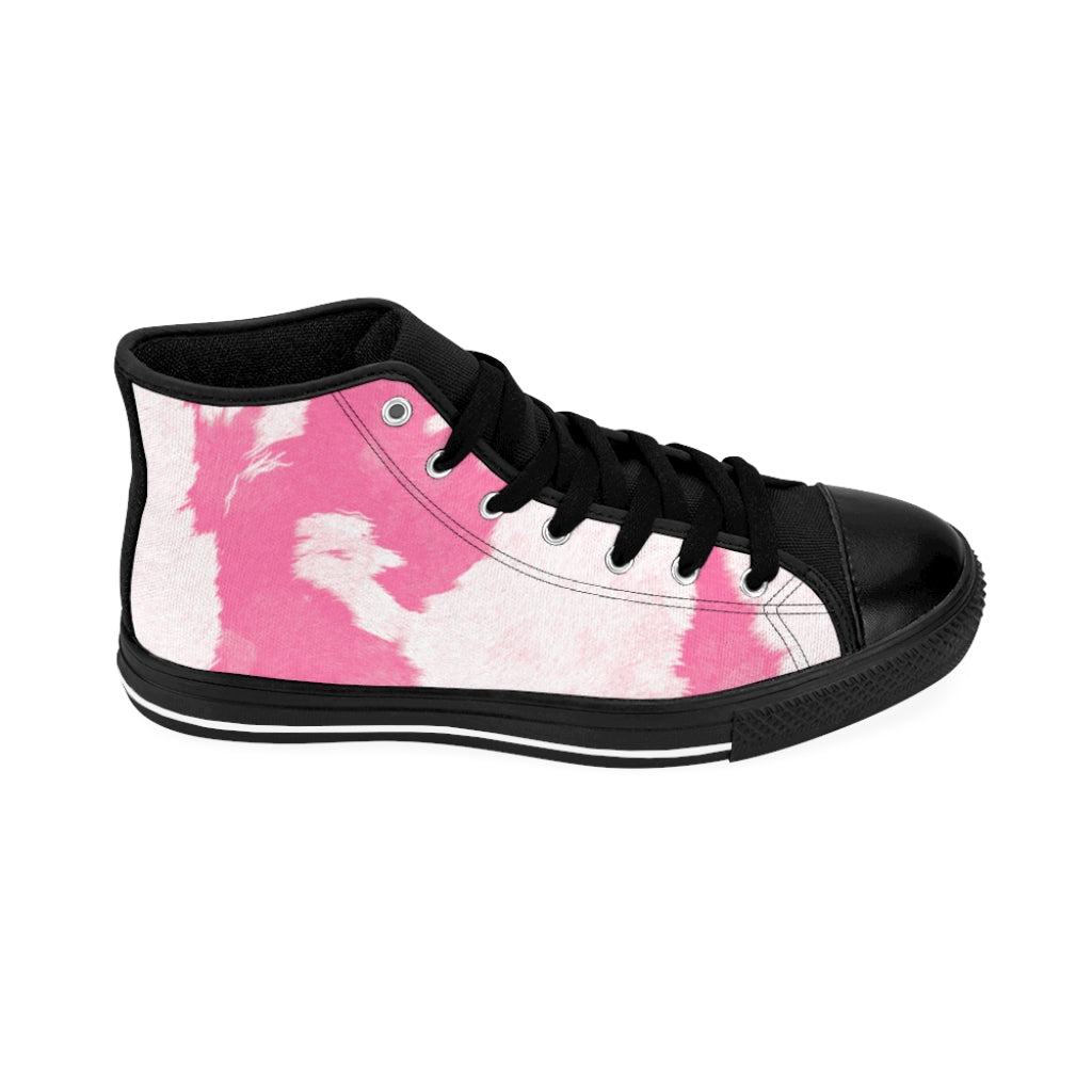 Pink High-top Cow Print Sneakers [Women's]