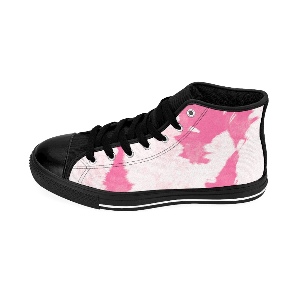 Pink High-top Cow Print Sneakers [Women's]