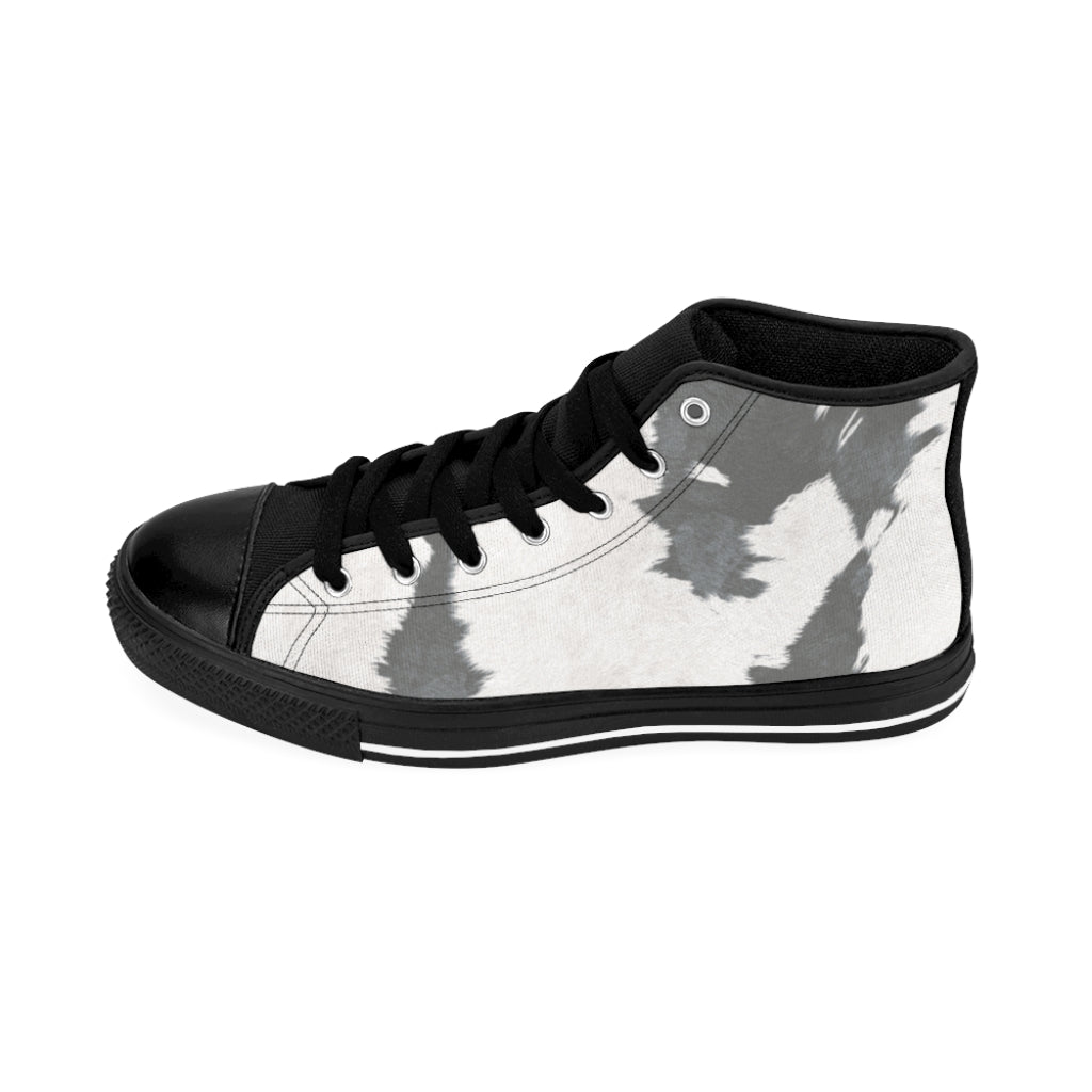 Grey High-top Cow Print Sneakers [Women's]