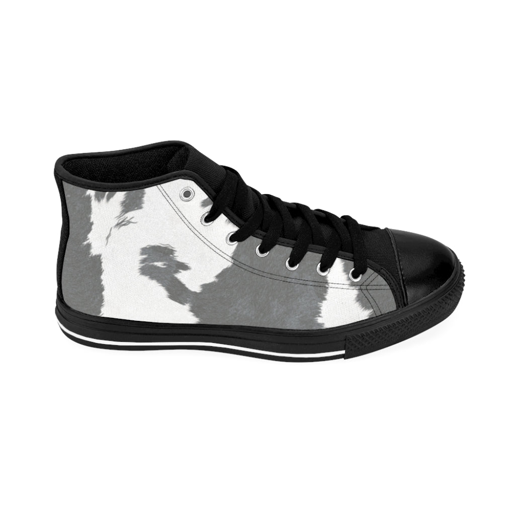 Grey High-top Cow Print Sneakers [Women's]