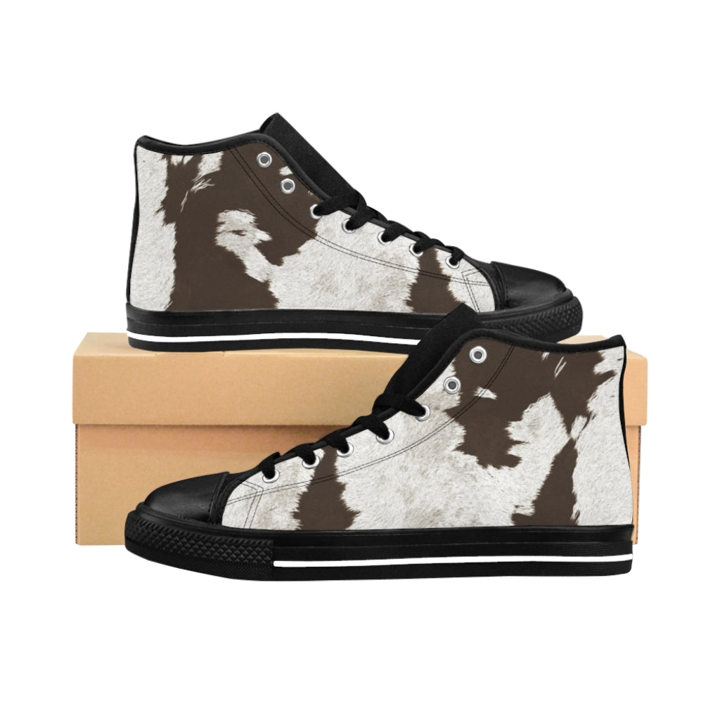 Taupe High-top Cow Print Sneakers [Women's]