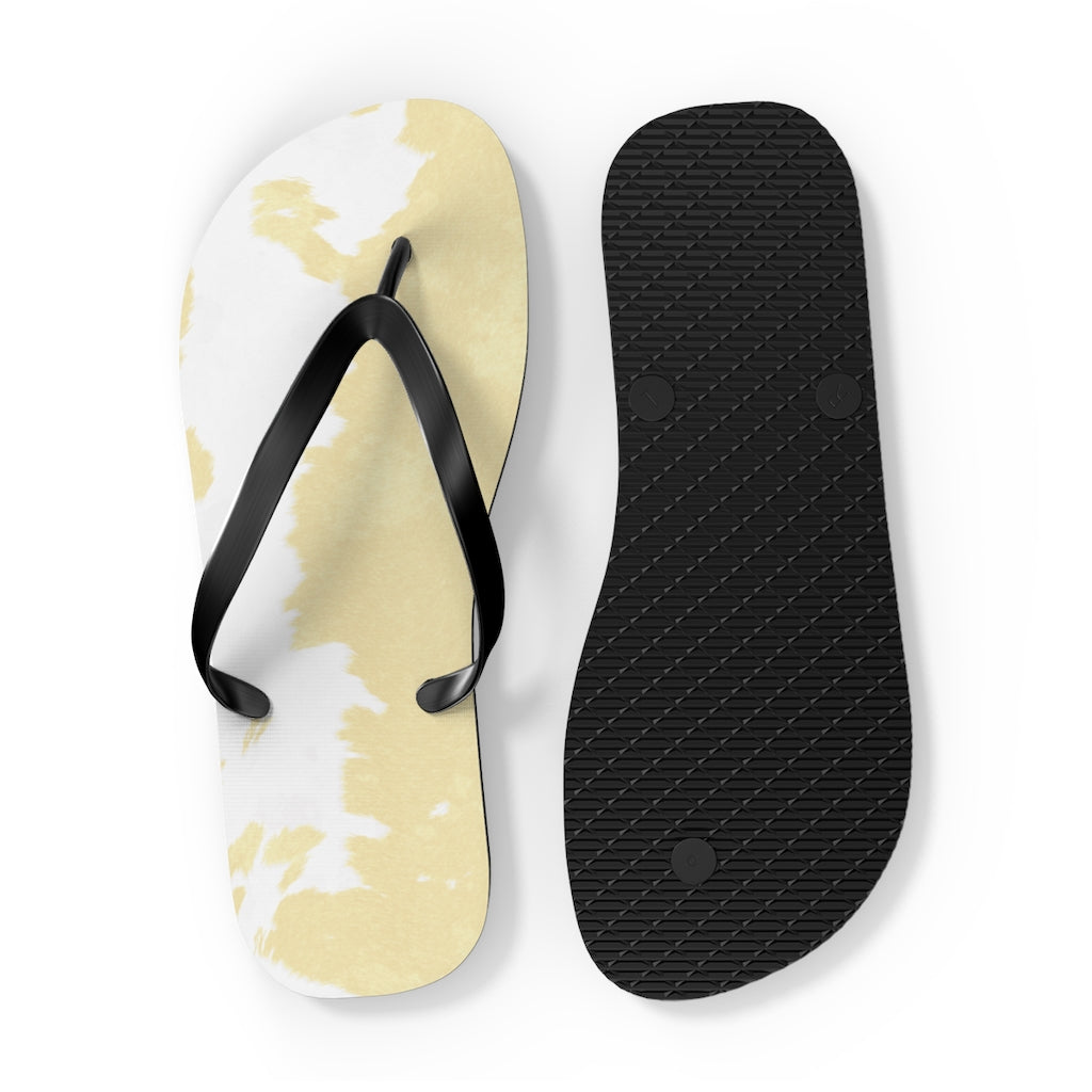 Cream Cow Print Flip Flops