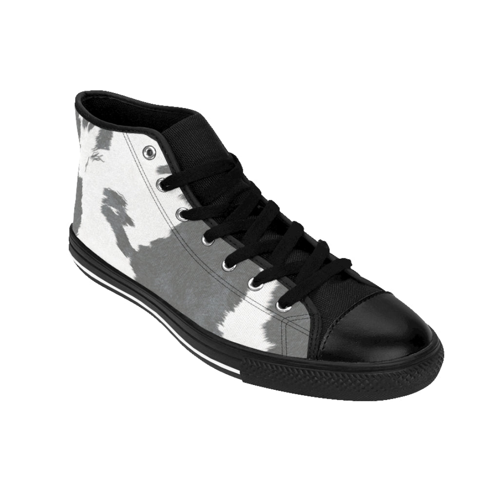 Grey High-top Cow Print Sneakers [Women's]