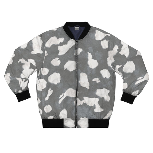 Men's Grey Cow Print Bomber Jacket